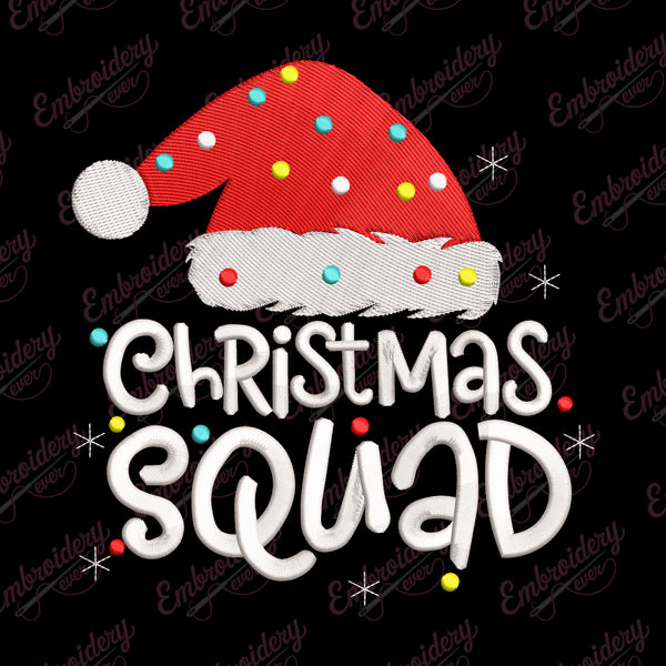 Christmas Squad Santa Hat Embroidery Design