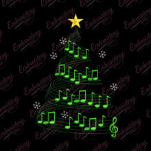 Musical Christmas Tree Embroidery Design