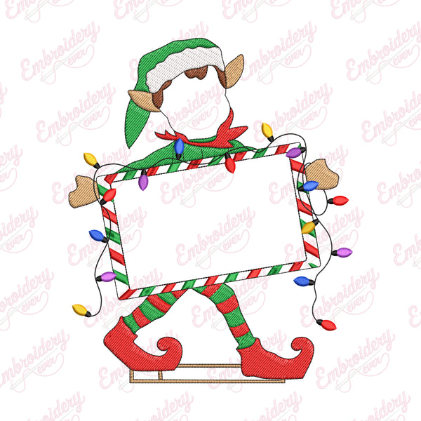 Merry Elf Banner Embroidery Design