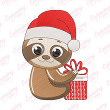 Christmas Sloth With Gift Embroidery Design