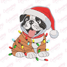 Christmas Bulldog With Light Embroidery Design