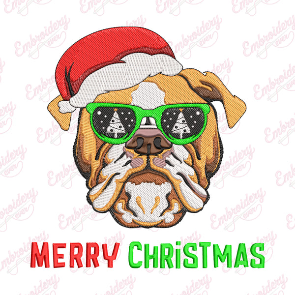Festive Bulldog Fun Embroidery Design