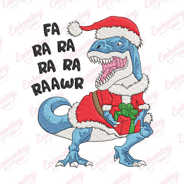 Fa Ra Ra Rawr Christmas Dinosaur Embroidery Design