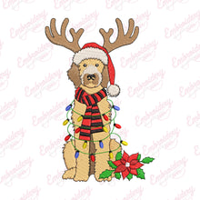 Christmas Goldendoodle With Antlers Embroidery Design