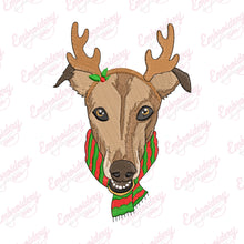 Greyhound Reindeer Christmas Embroidery Design