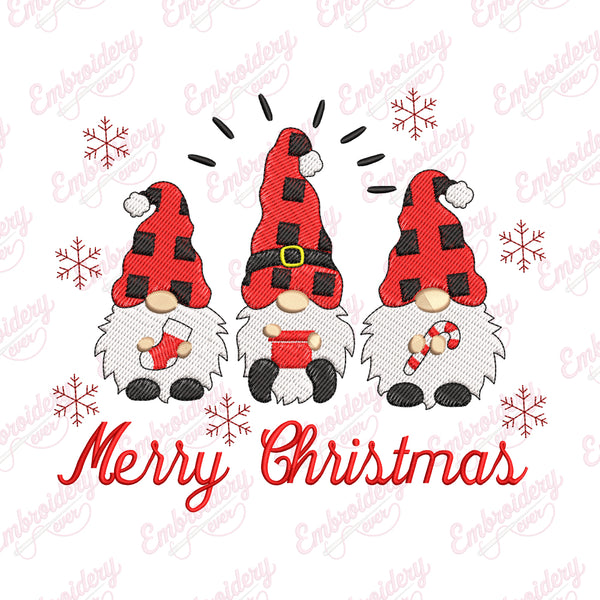 Merry Christmas Gnomies Embroidery Design