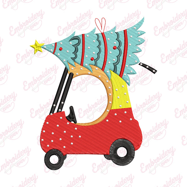 Coupe With Christmas Tree Embroidery Design