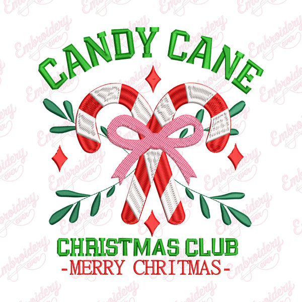 Candy Cane Christmas Club Embroidery Design