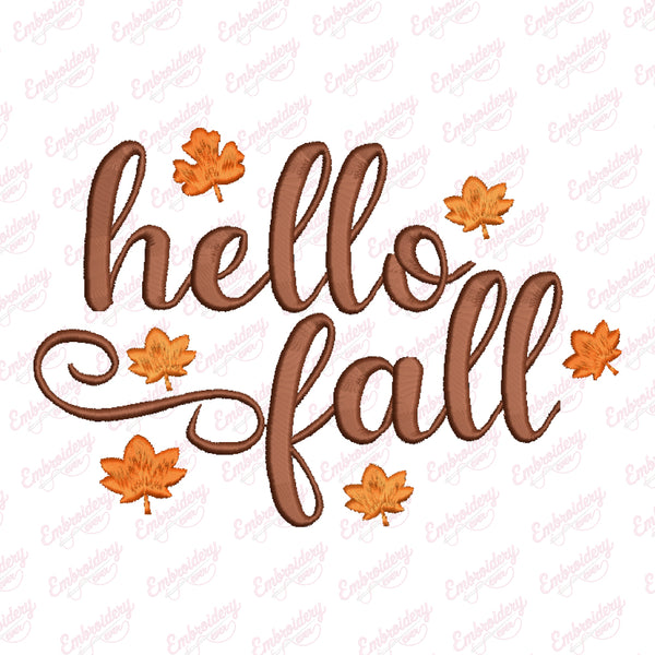 Autumn Leaves & Hello Fall Embroidery Design