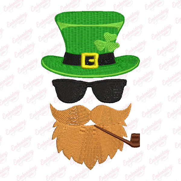 St Patrick's Day Leprechaun Face Embroidery Design