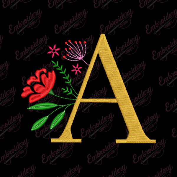 Floral Alphabet A to M Bundil Embroidery Design