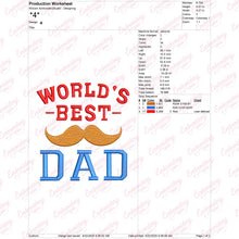 Worlds Best Dad Fathers Day Embroidery Design