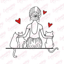Curte Mom And Cat Embroidery Design