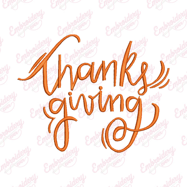 Thanksgiving Script Embroidery Design