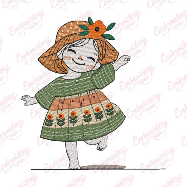 Cute Little Girl Machine Embroidery Design