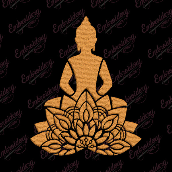 Mandala Buddha Stencil Yoga Embroidery Design