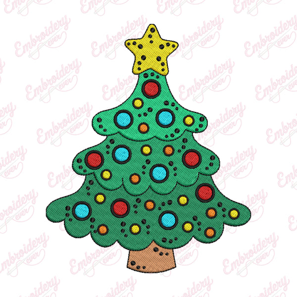 Festive Christmas Tree Embroidery Design