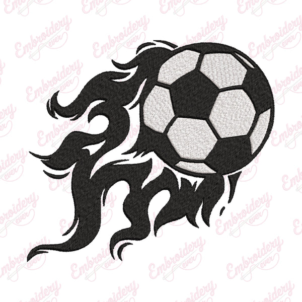 Soccer Ball on Fire Embroidery Design