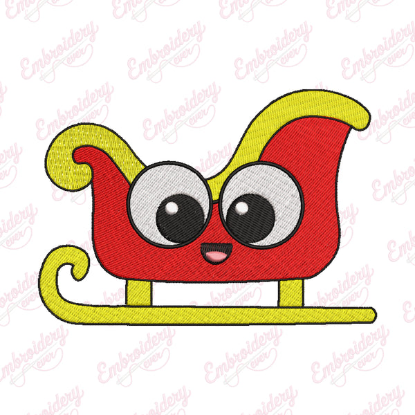 Christmas Cartoon Sled Embroidery Design