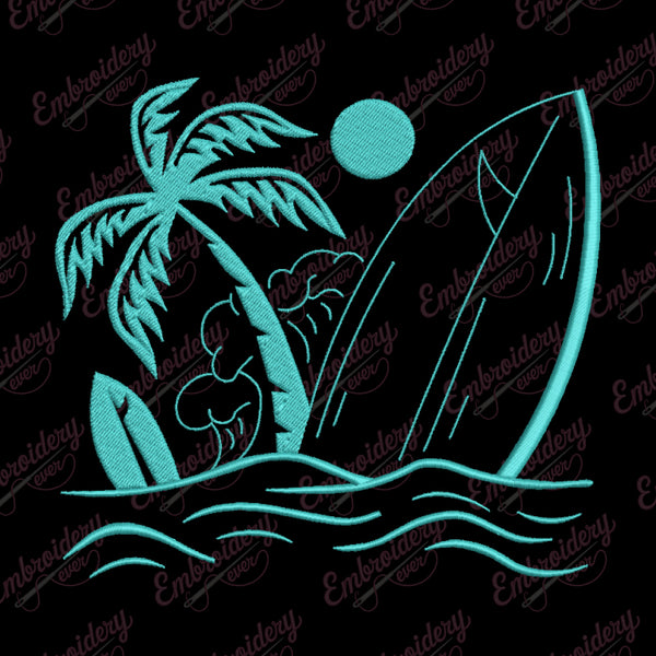 Surfboard Machine Embroidery Design