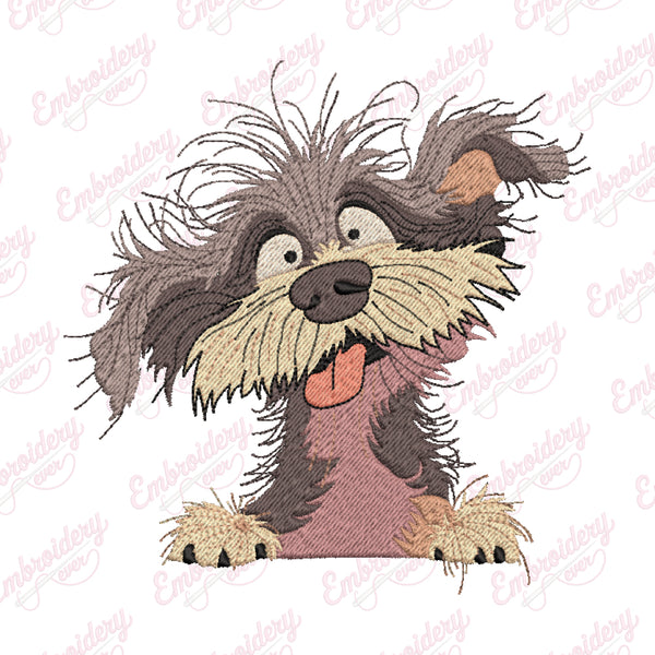 Crazy Playful Dog Machine Embroidery Design