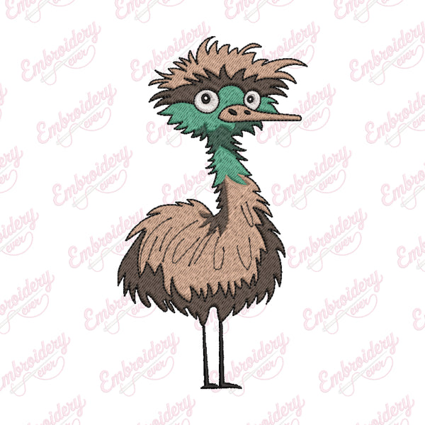 Cute Ostrich Bird Embroidery Design
