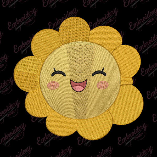 Smiling Sun Embroidery Design