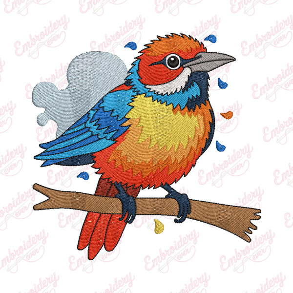 Tropical Bird Drawing Embroidery Design