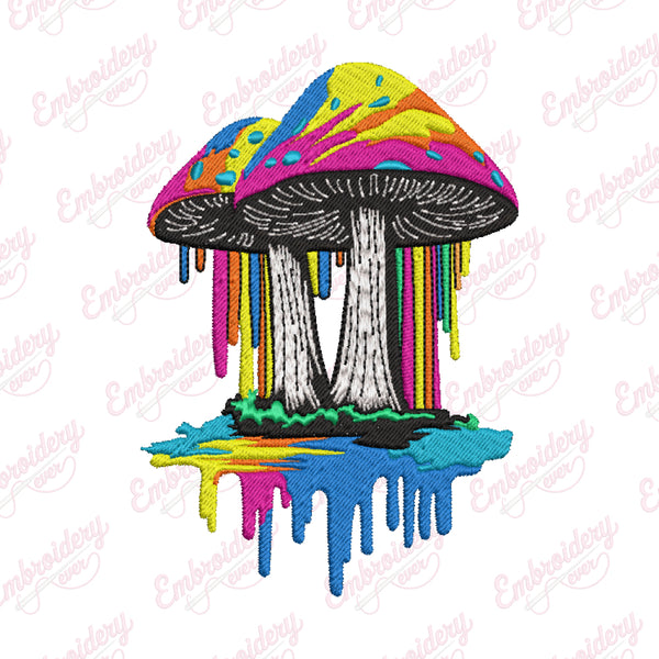 Colorful Mashroom Embroidery Design