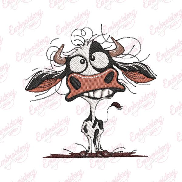 Beautiful Crazy Cow Embroidery Design