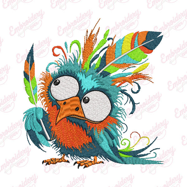 Crazy Colorful Bird Clipart Embroidery Design