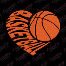Basketball In The Heart Embroidery Design
