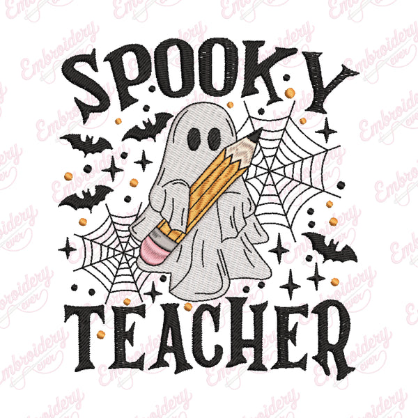 Spooky Teacher Halloween Embroidery Design