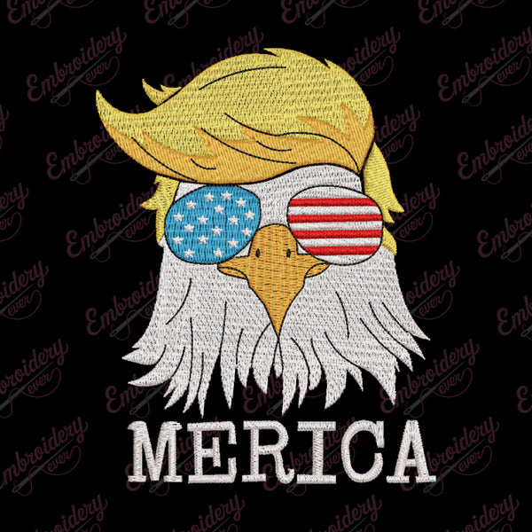 Merica Bald Eagle with American Flag Sunglasses Embroidery Design