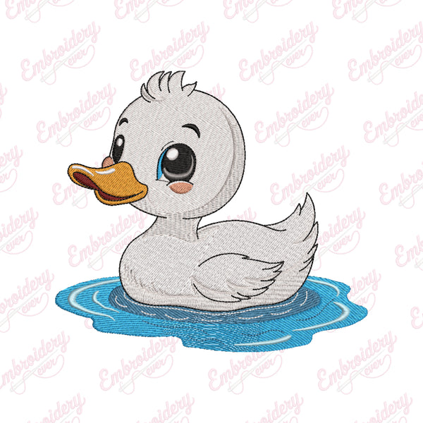 Cute White Duck Embroidery Design