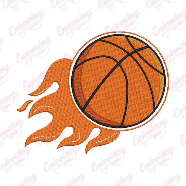 Basketball Flames Embroidery Design