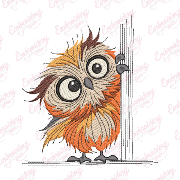 Cute Peeking Owl Embroidery Design