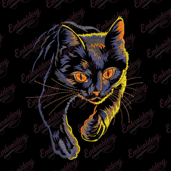 Black Cat In Darkness Embroidery Design