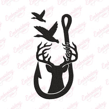 Duck Deer and Hook Hunting Embroidery Design