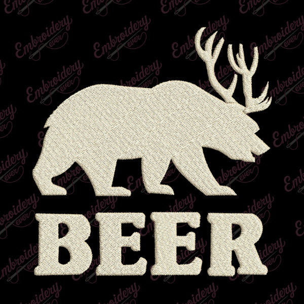 Funny Beer Deer Embroidery Design