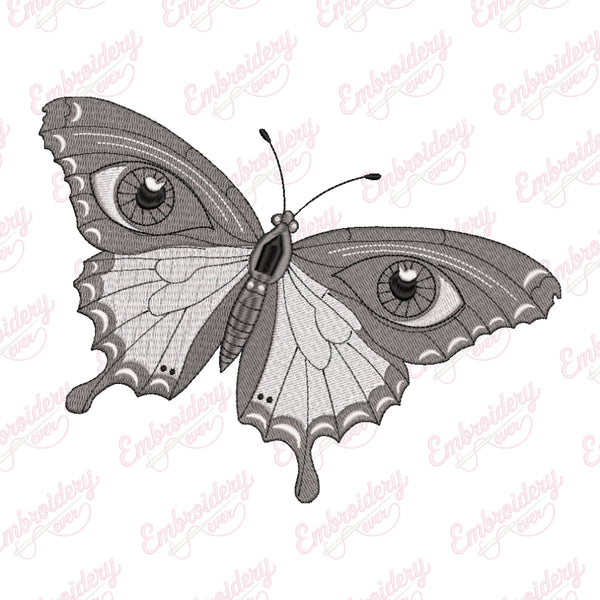 Moth With Eye Embroidery Design