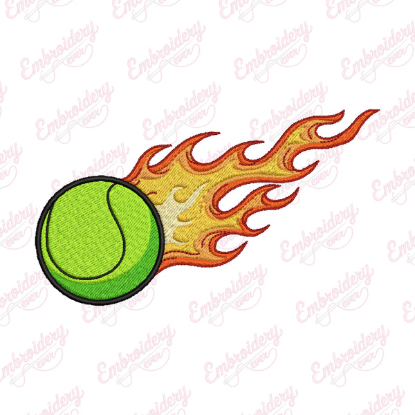 Fire Tennis Ball Embroidery Design