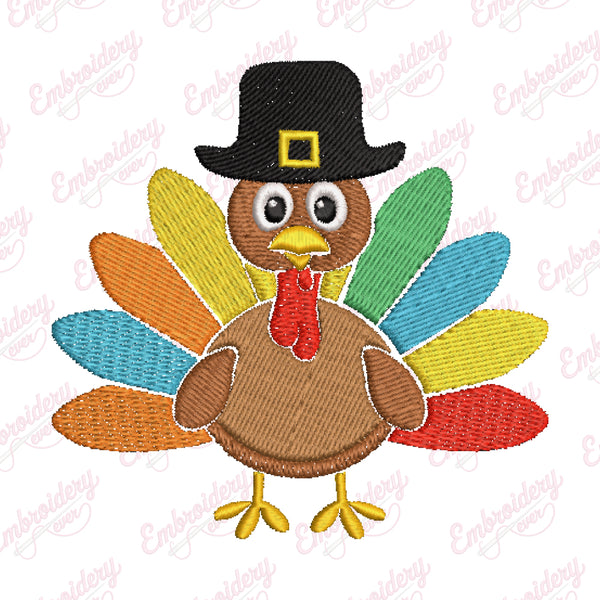 Cute Thanksgiving Turkey Embroidery Design