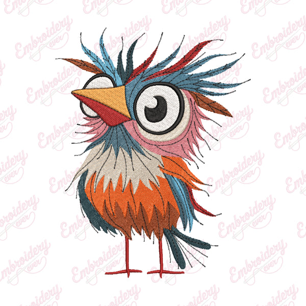 Crazy Bird Embroidery Design Funny Bird Stitch Art