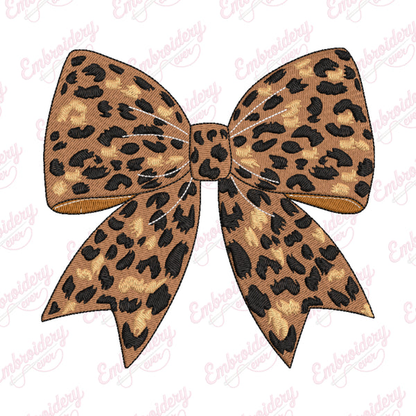 Leopard Bow Embroidery Design