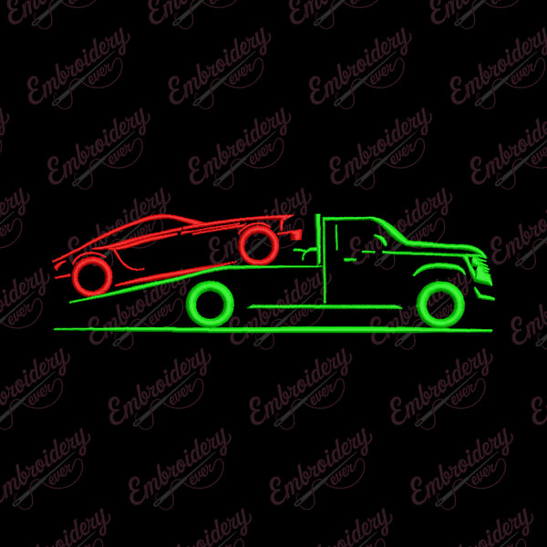 Towing Car Embroidery Design