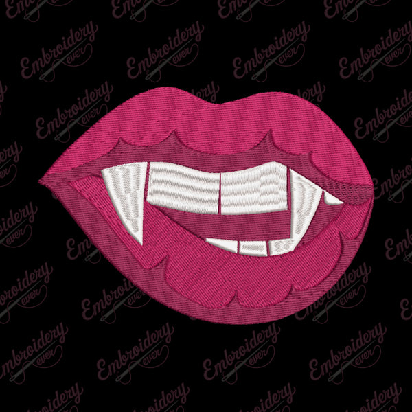 Vampire Lips Halloween Embroidery Design
