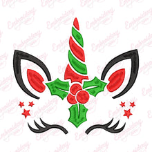 Christmas Unicorn Face Embroidery Design