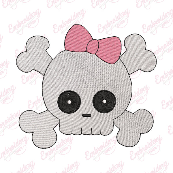 Girl Skull Halloween Machine Embroidery Design