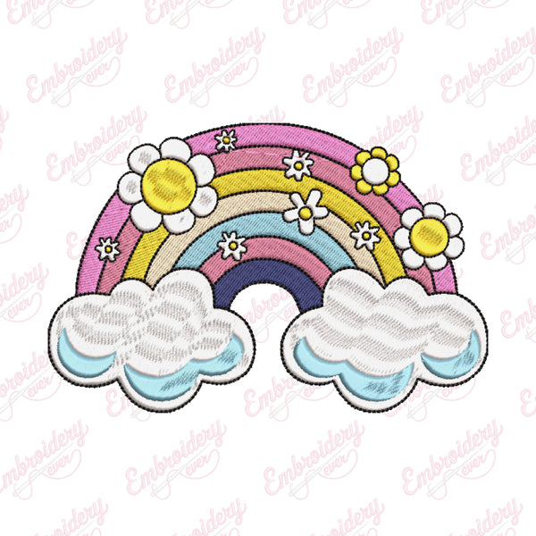Cloud and Rainbow Embroidery Design